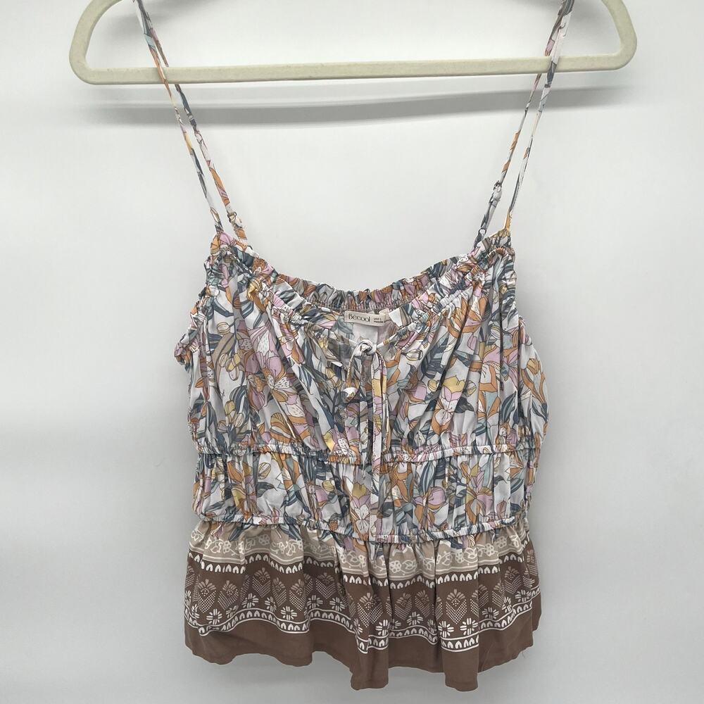 BECOOL Sleeveless Top, Peplum, Large